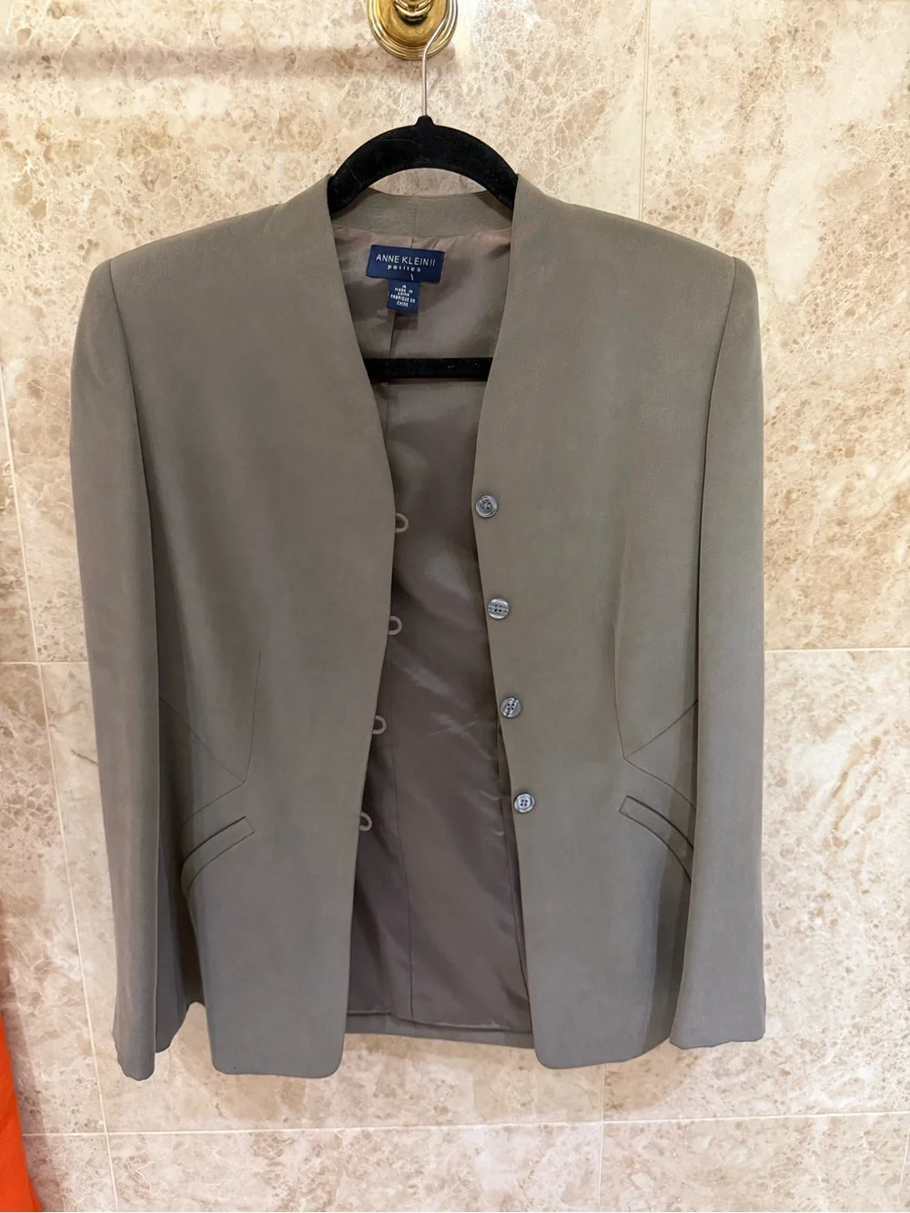 Anne Klein Olive Collarless Women's Blazer